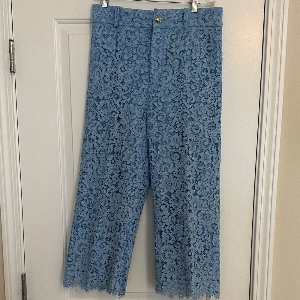 Zara Light Blue Lace Detail Pants